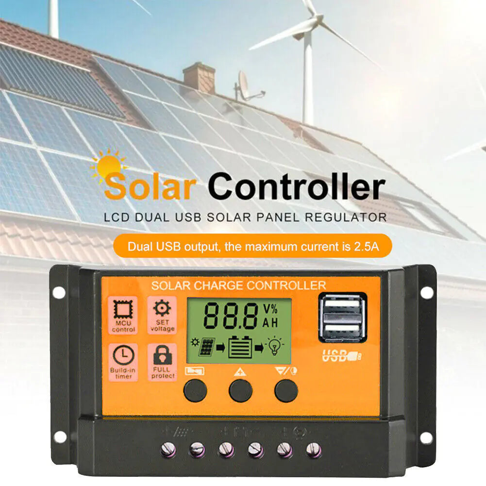 MPPT Solar Panel Regulator Charge Controller Auto Focus Tracking 30-100A 12V/24V